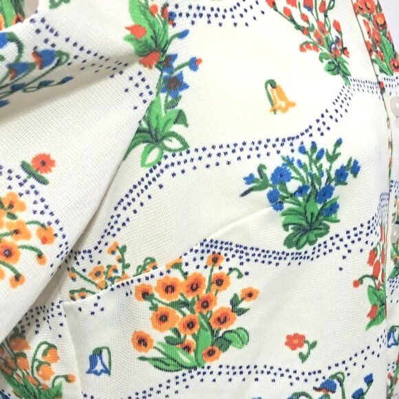 Vintage Floral Top Short Sleeve Button-Up Dagger Collar Shirt by NFE Fashions - Picture 9 of 10